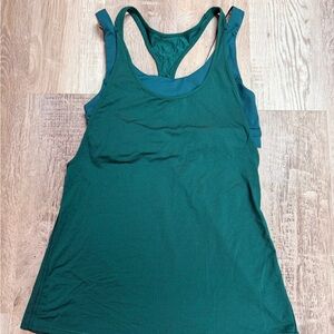 Lululemon Teal Racerback Tank Built-In Bra Size 6‎ Run Training Yoga